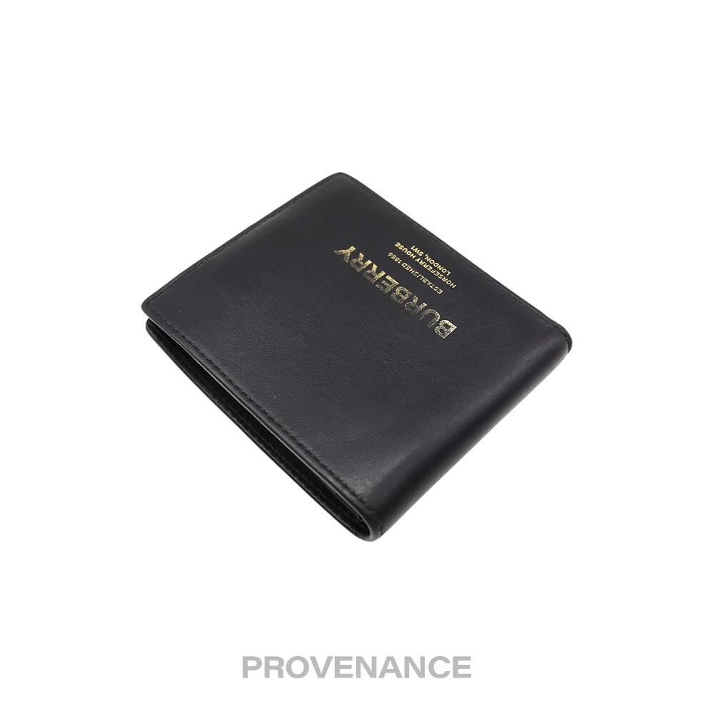 🔴 Burberry Address Logo Bifold Wallet - Black Leather - Picture 4 of 10